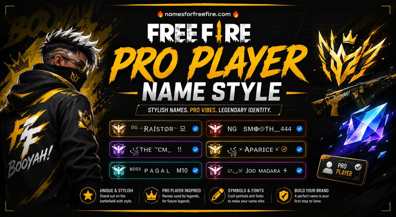 free fire pro player name style